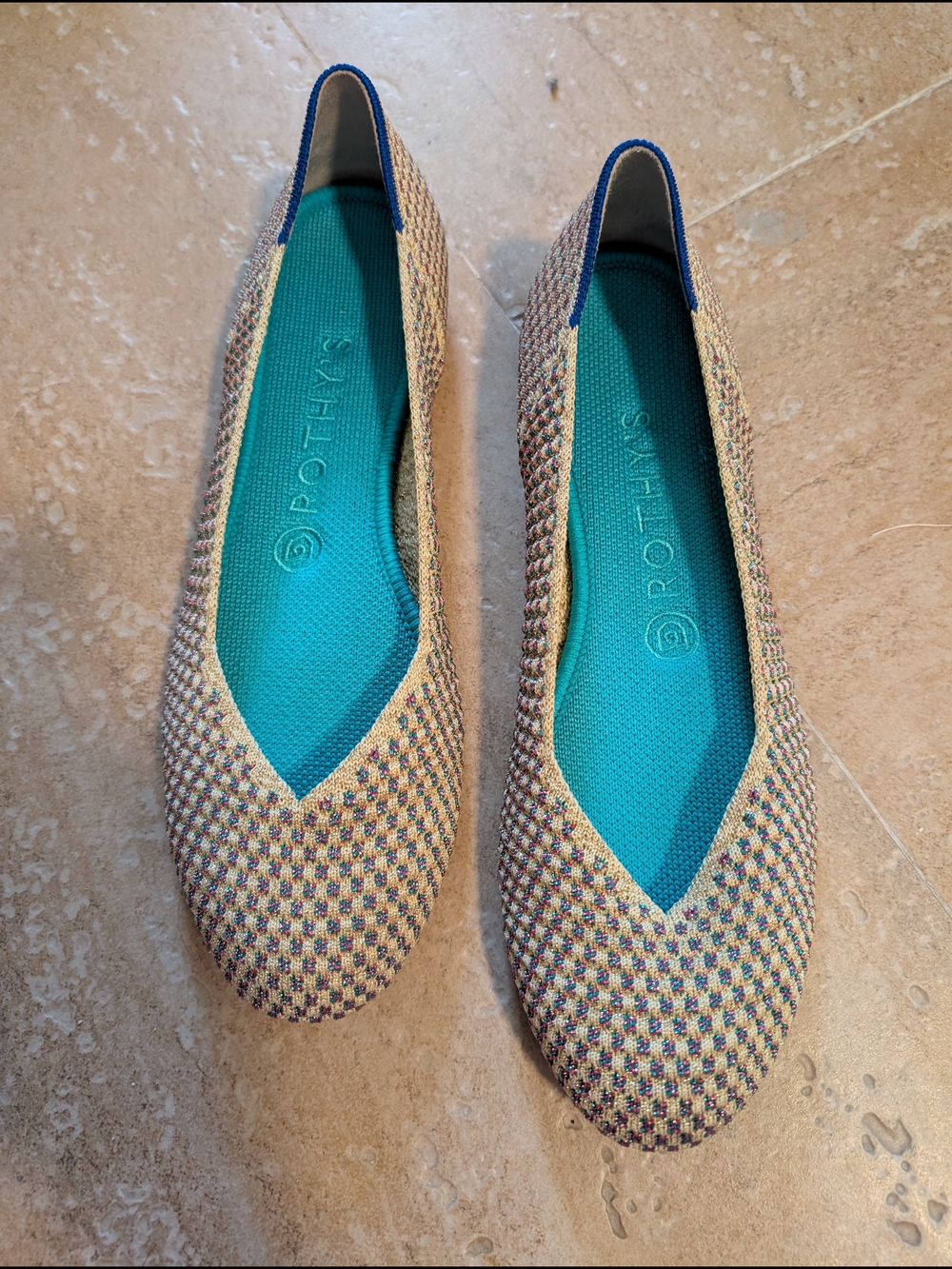 Rothy's Gold Multicolor Ballet Flats